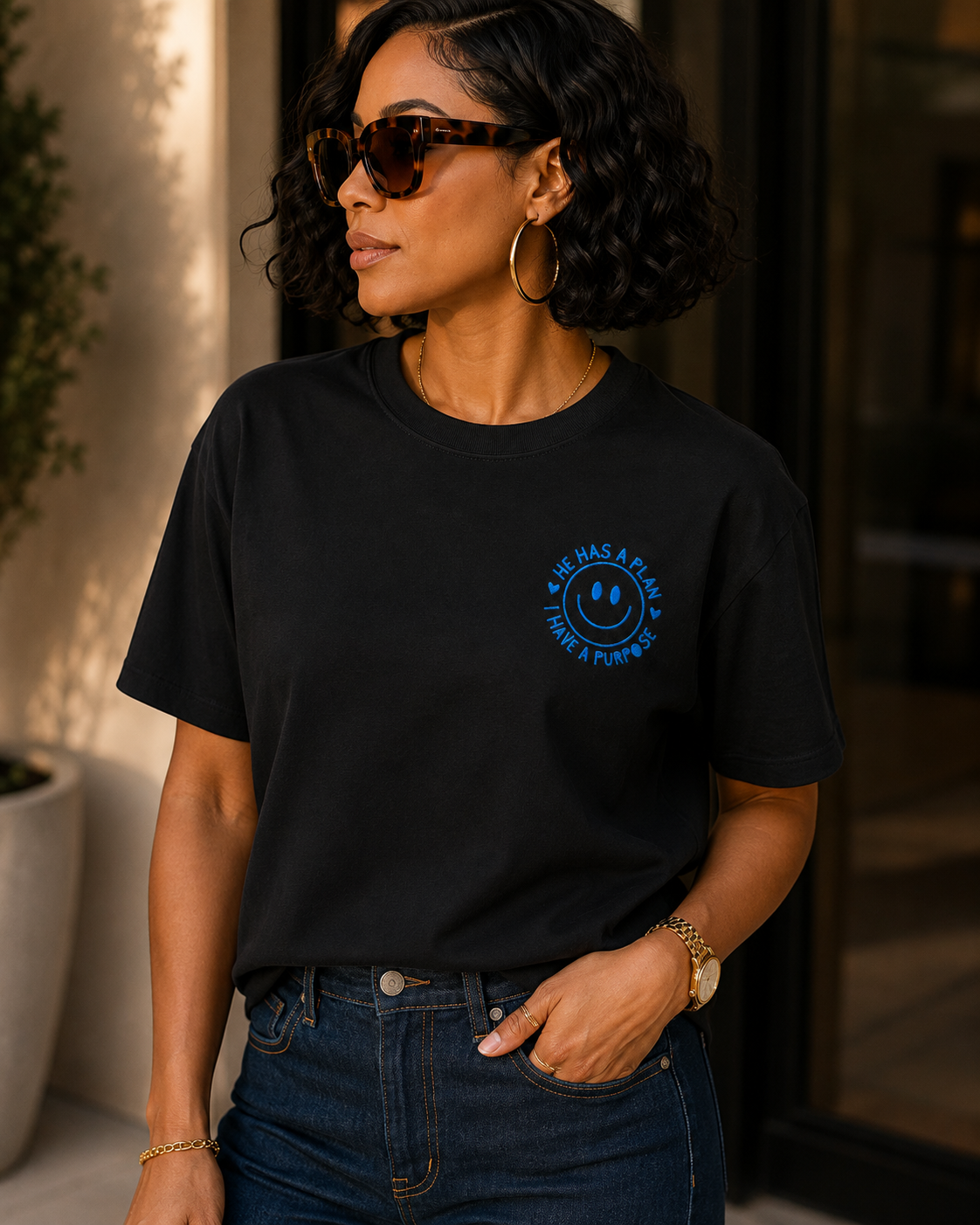 His Plan. My Purpose Embroidered Women’s boxy tee