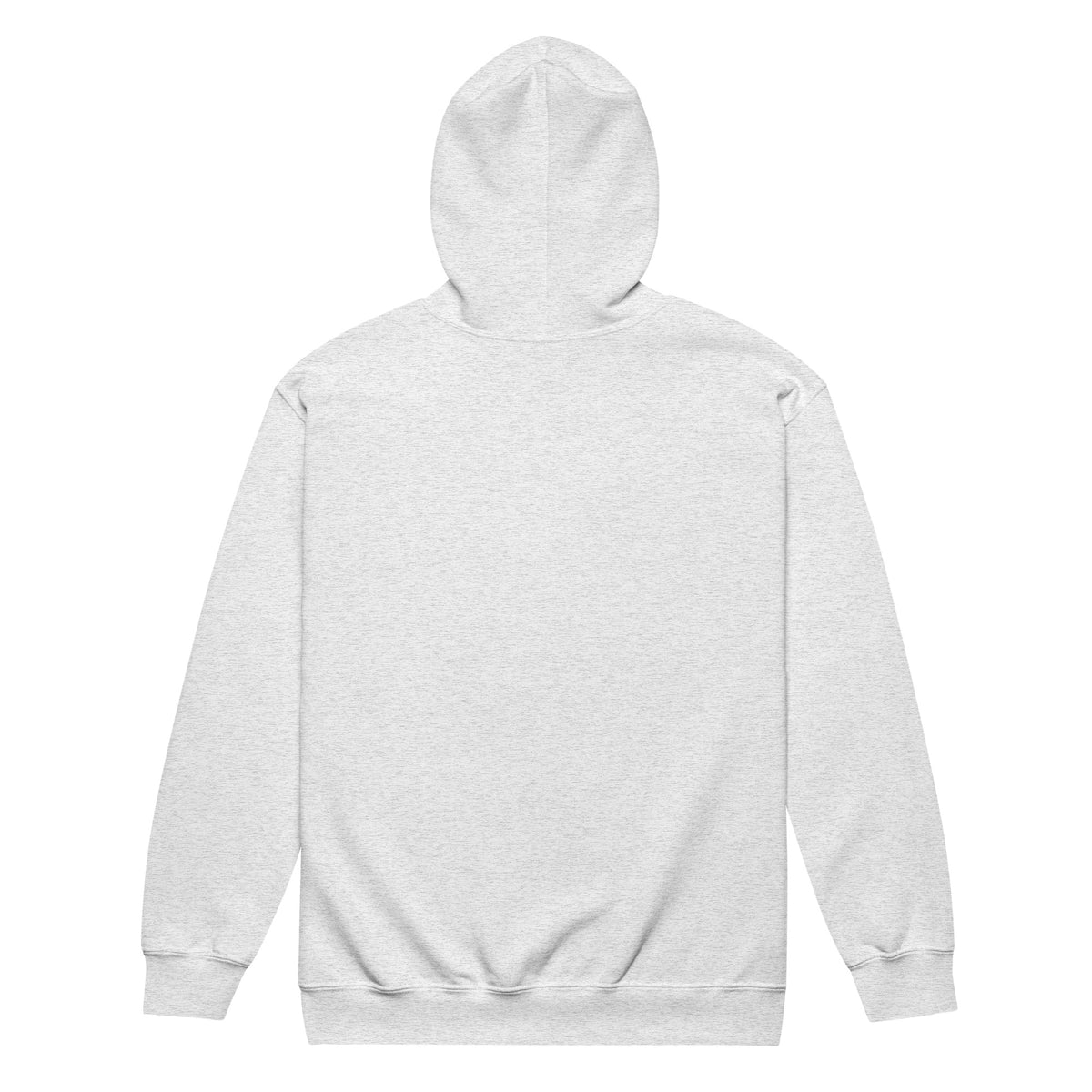 back view of grey zip-up hoodie with 'Wife Mom Boss Club' embroidered  text in lavender on a white background